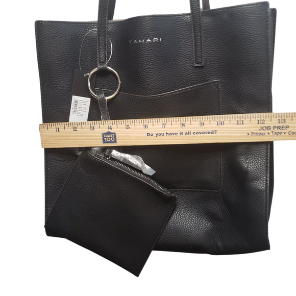 Tahari NWT Pebbled Shoulder Bag Wristlet Black Travel Tote Structured Elegant - Picture 4 of 14
